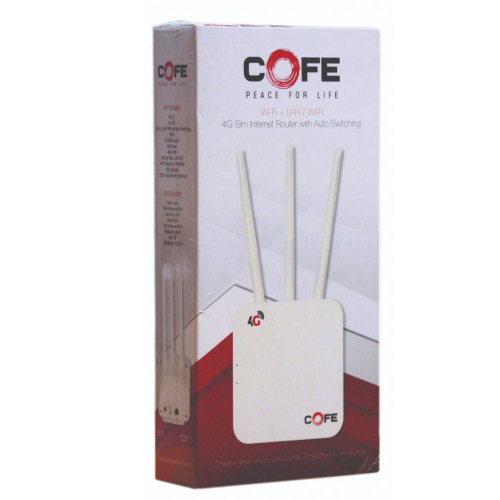COFE All New 4GSim Triple Antenna Router WiFi+LAN/WAN CF-503 300 Mbps 4G Router  (White, Dual Band)