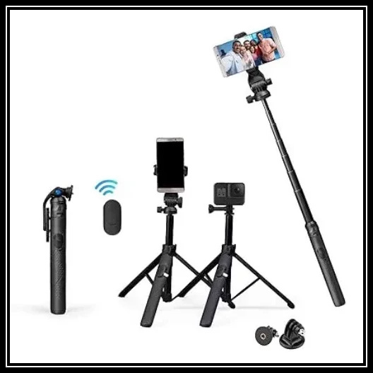 Digitek (DTR-525 SS) Portable Long Tripod Selfie Stick with 3 Legs Tripod Base, Wireless Remote & Go