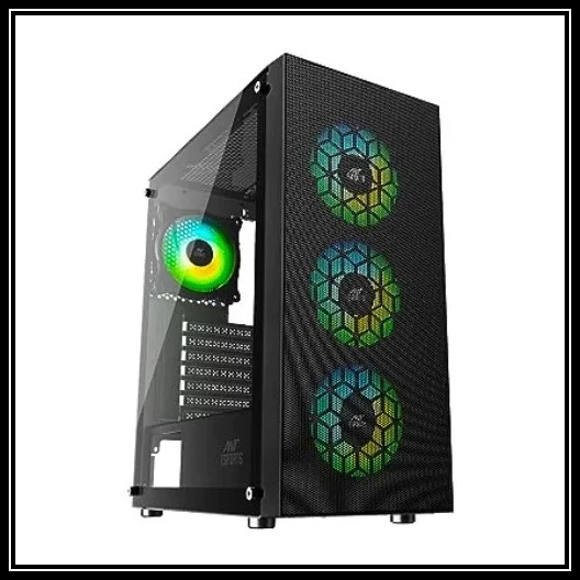 Ant Esports ICE-110 Mid-Tower Computer Case/Gaming Cabinet - Black | Supports E-ATX, ATX, Micro-ATX,